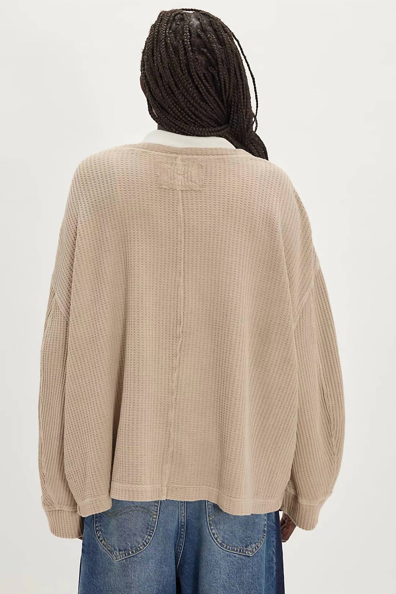 Free People Dawson Pocket Thermal Top in smoothie stone - women's long sleeve top - alternate view