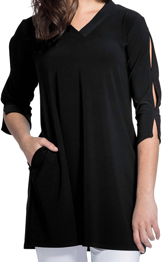 SHIFT V-NECK 3/4 SLEEVE TUNIC SHIRT TOP