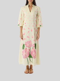 Verandah - Hand Beaded Blooming Lotus Midi Dress
