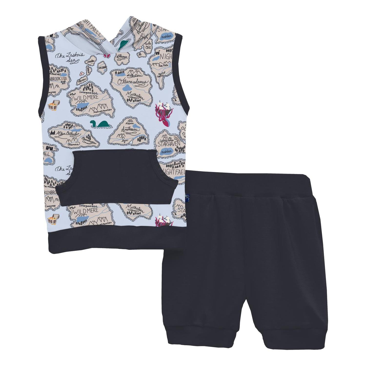 Kickee - Bamboo Print Hoodie Tank Outfit Set