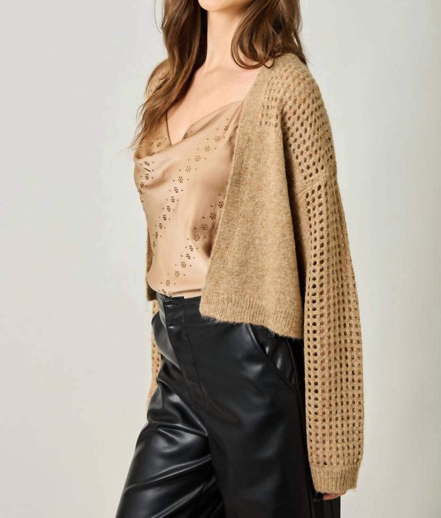 Mystree - Metallic Sweater Cardigan