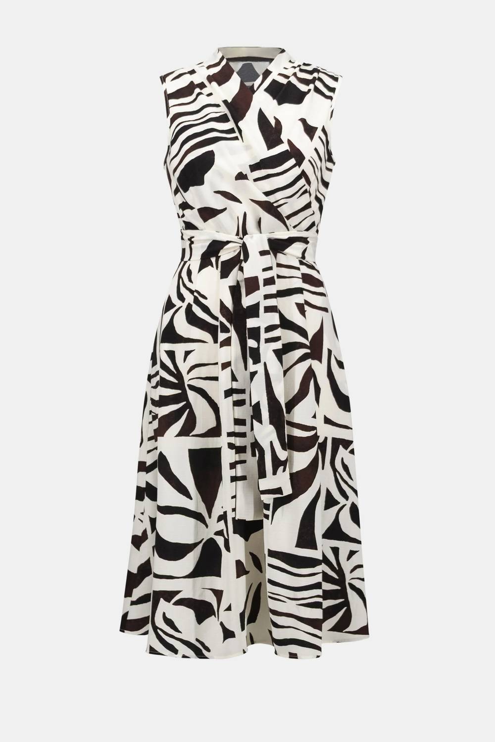 Joseph Ribkoff - Gauze Tropical Print Fit And Flare Wrap Dress