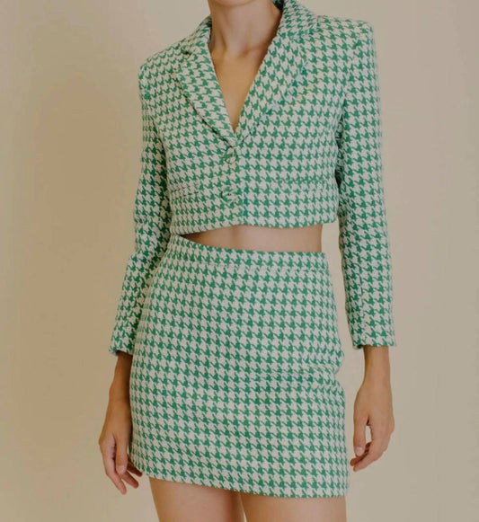 Houndstooth Tweed Skirt