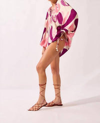 Adriana Degreas - Bold Floral Puff Sleeve Mini Dress