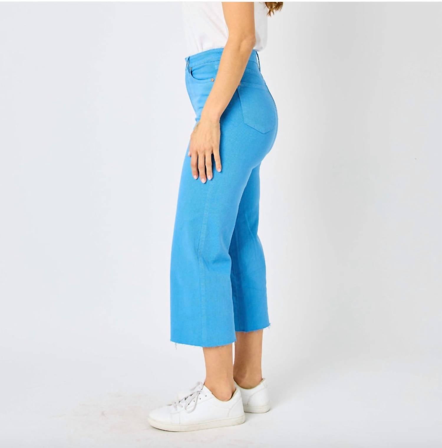 Judy Blue - Dyed Tummy Control Wide Leg Crop Jeans