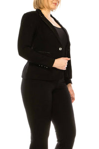 Peter Nygard - Collared Single Button Trim Blazer