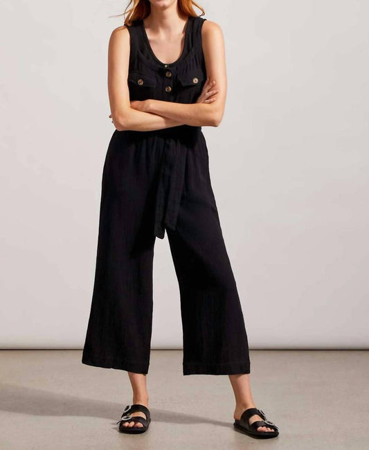 Tribal - Cotton Gauze Belted Jumpsuit