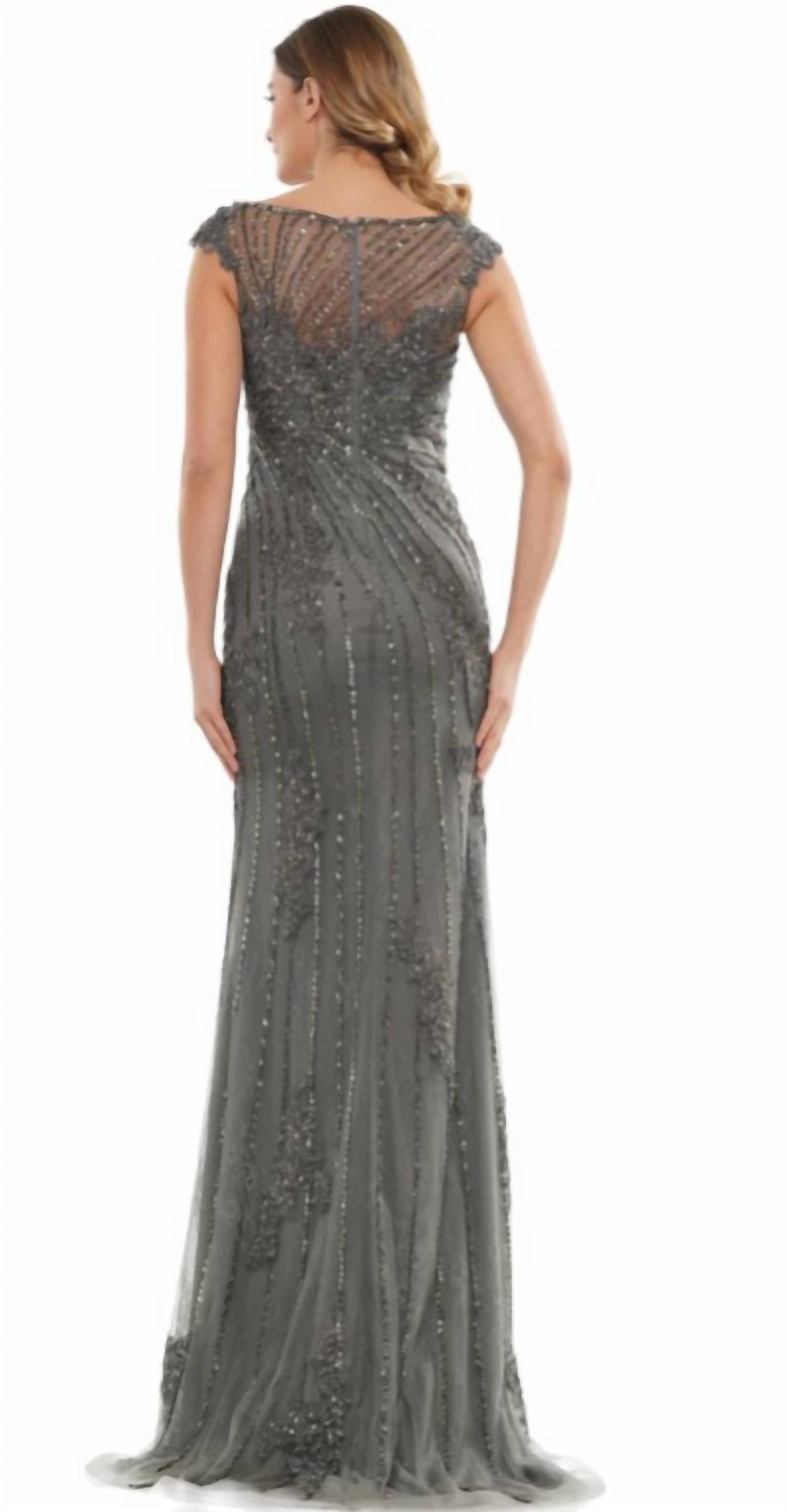 Beaded Lace Tulle Gown