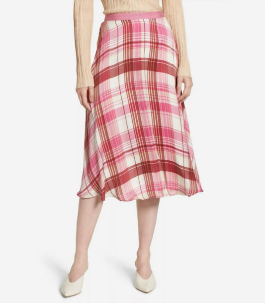 Lewit - Silk Plaid ALine Slip Midi Skirt