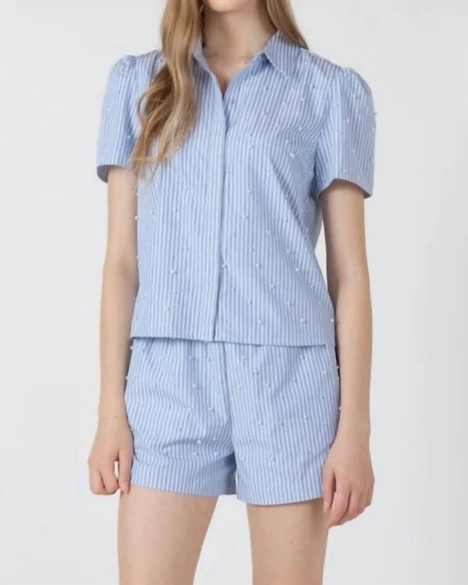 Dex Clothing - Women's Pearl Detail Button Up Shirt