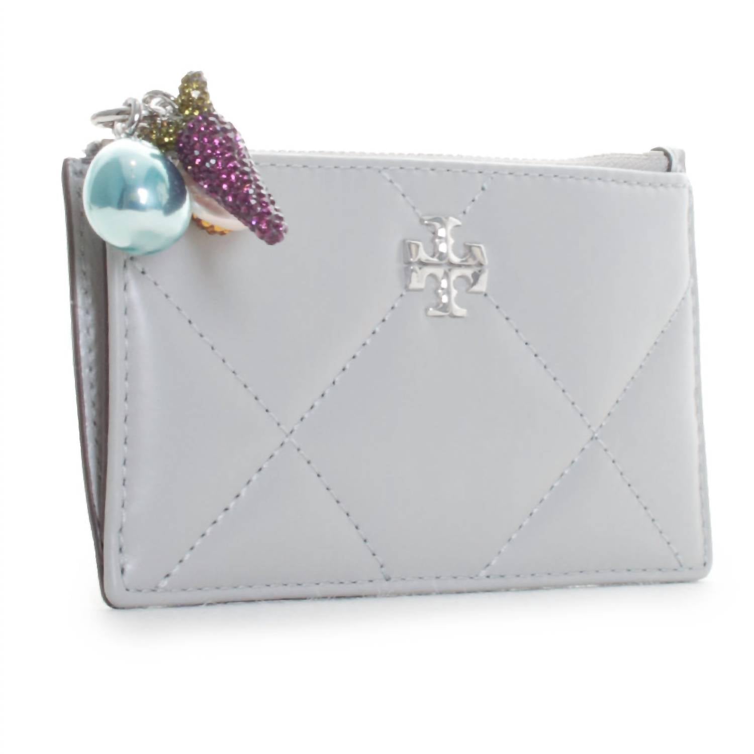 Tory Burch - Women's Kira Diamond Quilt Charm Zip Card Case