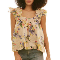 THE GREAT. Women's The Dove Top in bright grove floral - women's blouse