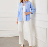 Karen Kane - Long Sleeve Stripe Button-Up Shirt