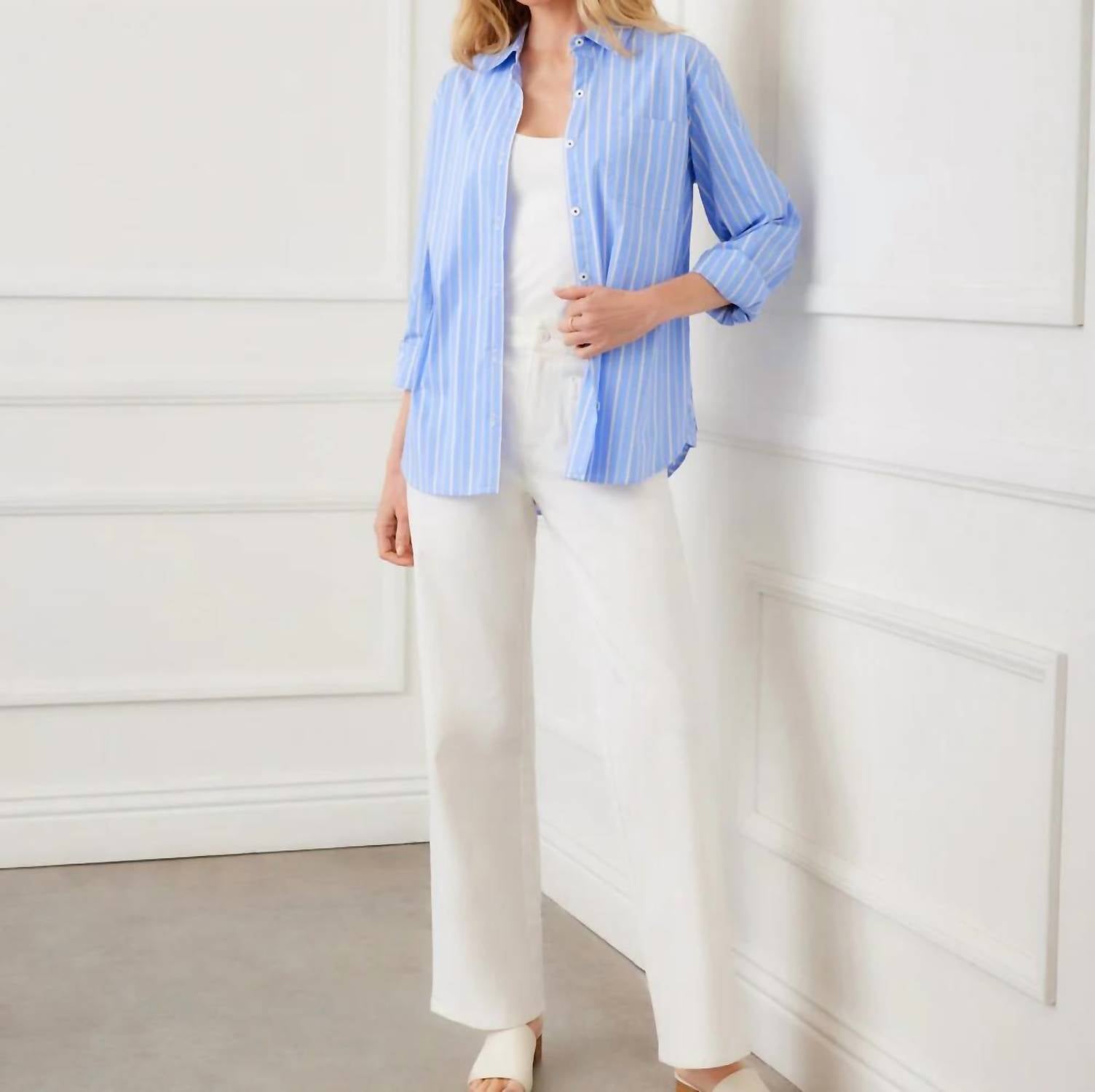 Karen Kane - Long Sleeve Stripe Button-Up Shirt