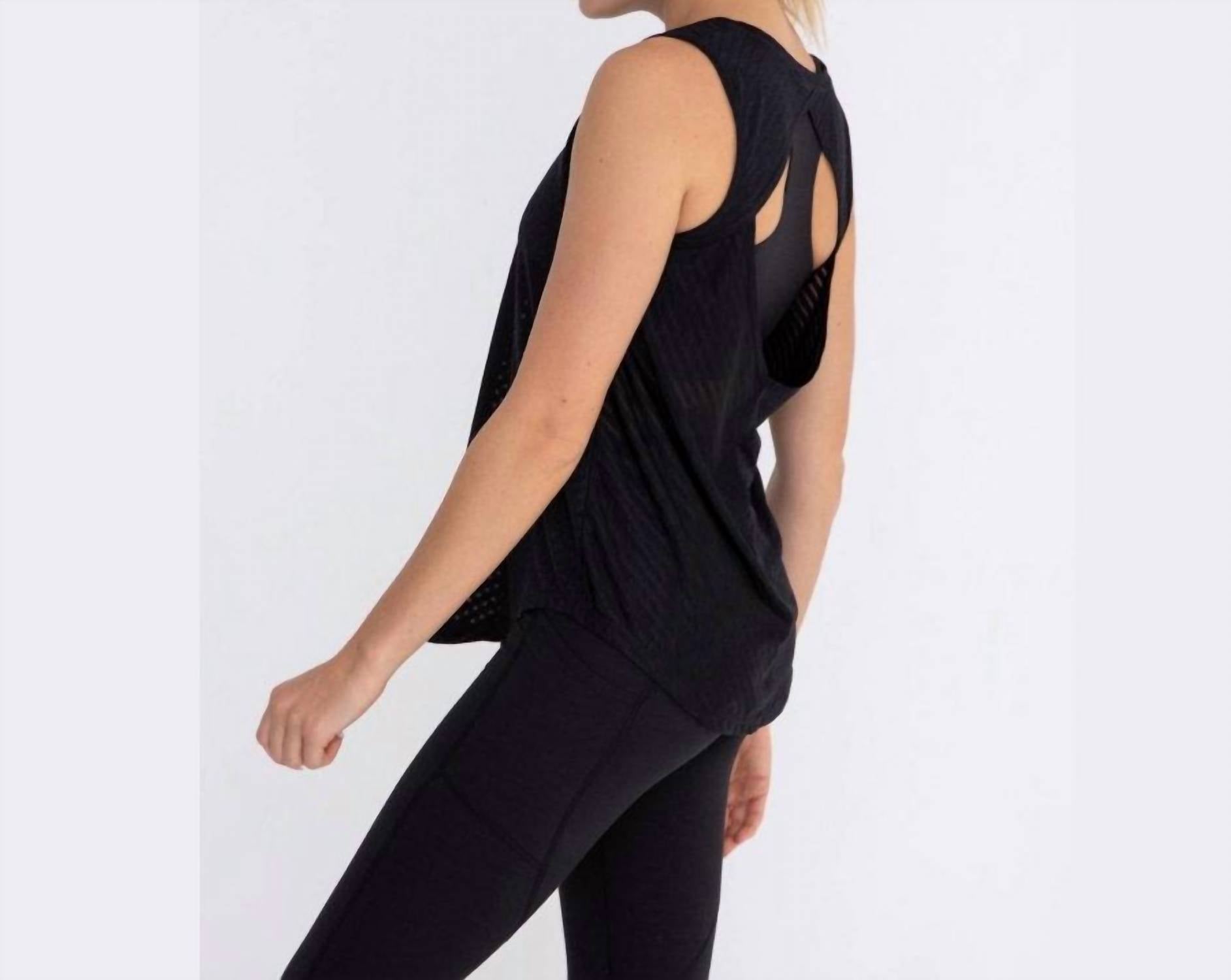 Mono B - Women's Striped Mesh Active Tank Top