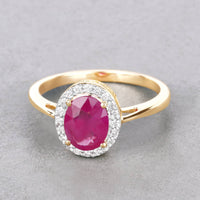 Diana M Jewels Women's Oval Natural Ruby Fashion Ring (1.83 Ct) - Classic in 14k yellow gold - women's jewelry - detail view