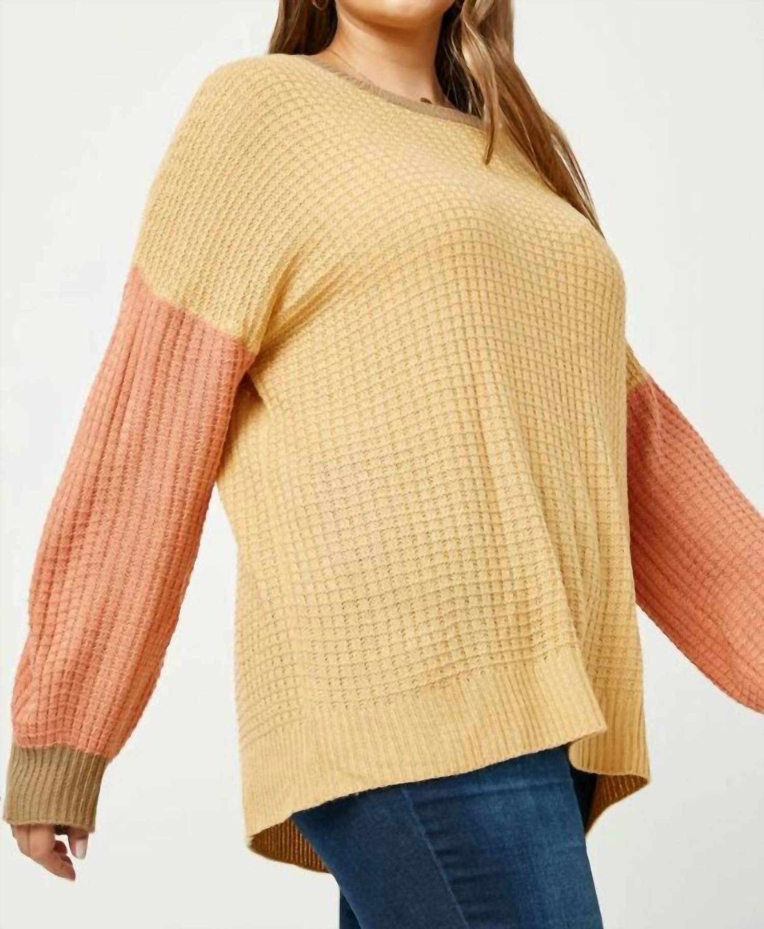 Hayden La - Color Block Waffle Knit Sweater