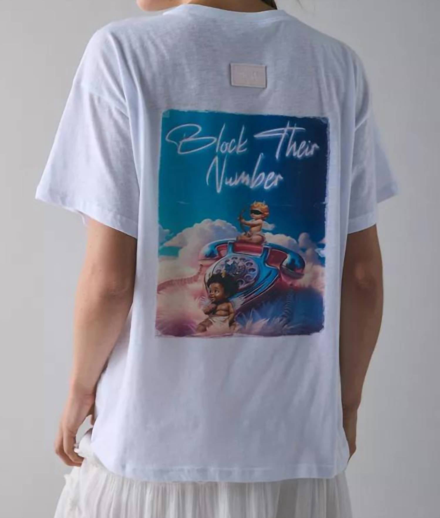 BOYS LIE Block Their Number Boyfriend Tee in white - women's t-shirt - detail view