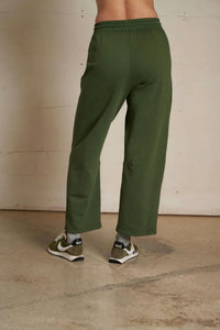 perfectwhitetee Fallon Structured Fleece Barrel Pants in fern green - women's pants - detail view