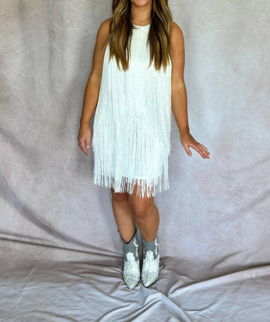 Fore - Fringe Low Back Halter Dress