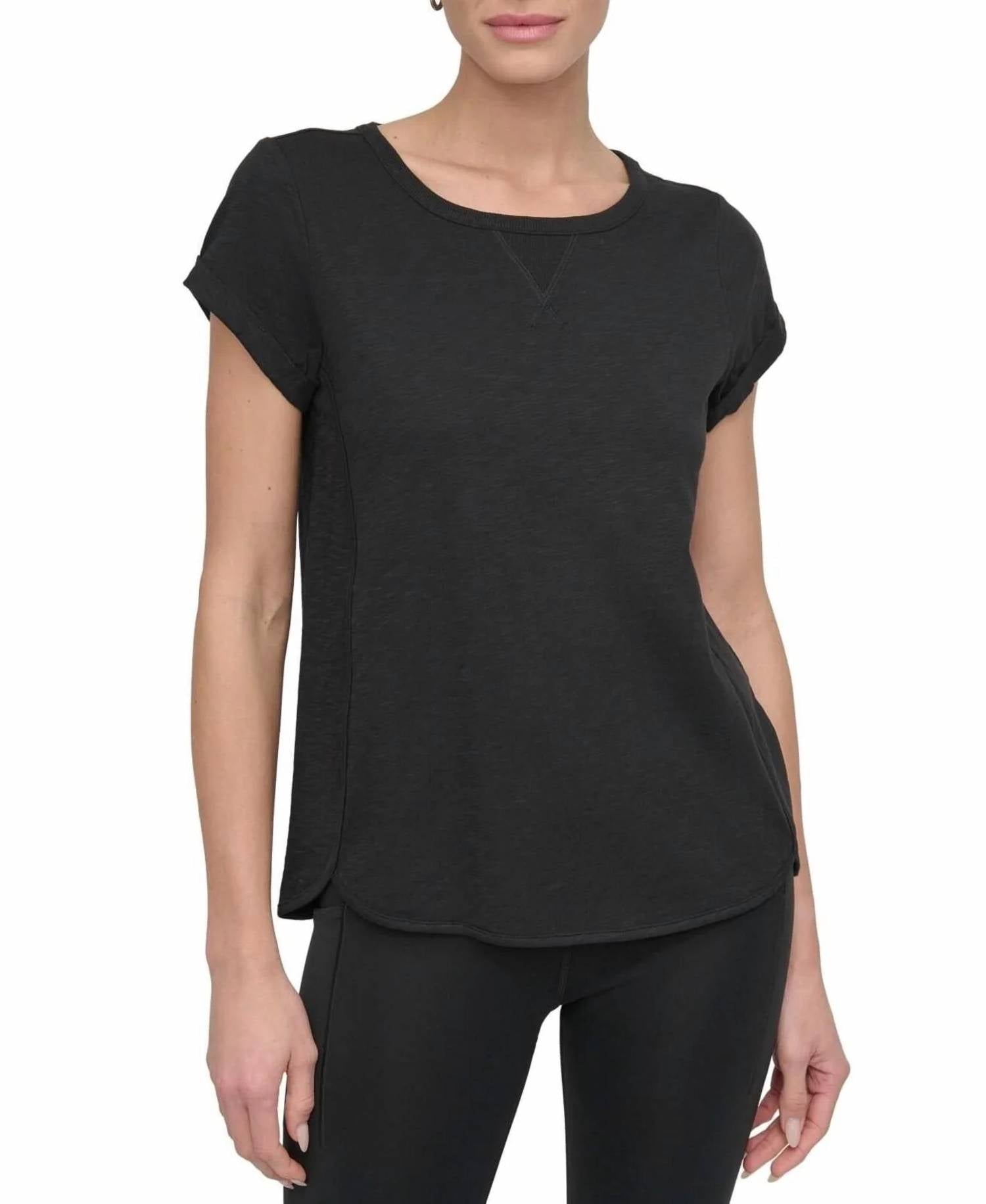 Dkny - V-inset Roll-sleeve T-shirt