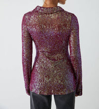 Free People Sequin Long Sleeve Shirt in dark rhubarb - women's blouse - alternate view