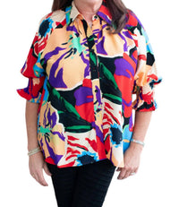 Boho Chic - Watercolor Button Up Top