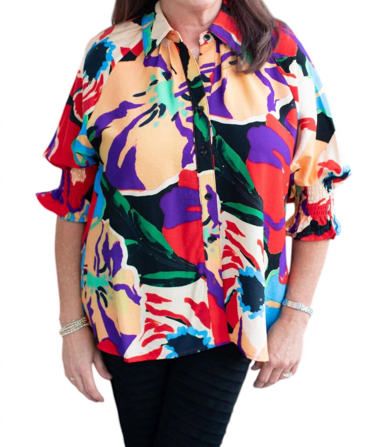 Boho Chic - Watercolor Button Up Top
