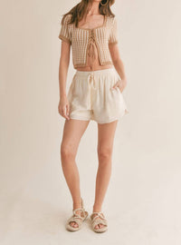 Sage The Label - Amore Lace Up Front Crop Sweater