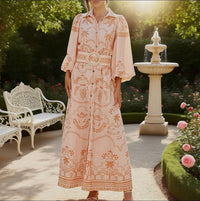 Lily Clothing - Palm Linen Midi Dress