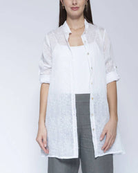 Blueberry - Sheer Button Up Tunic