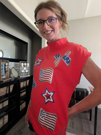 Evela Inc. - PATRIOTIC SEQUIN TOP