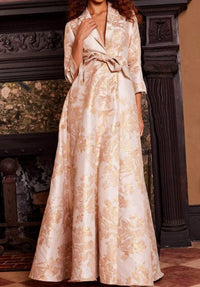 Jovani - Quarter Sleeve Printed Formal Dress