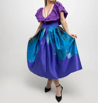 INA Fashion High Waist Floral Print Flare Midi Skirt in purple - women's skirt