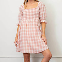 Kori - Plaid Dress With Bubble Sleeves