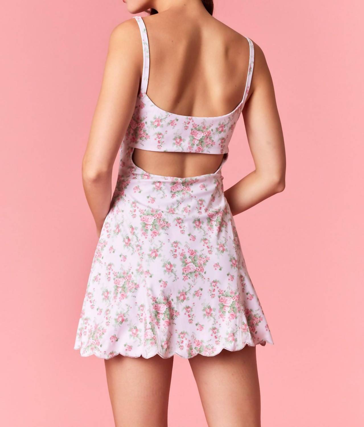 Peach Love Scallop Edge Active Dress in pink - women's dress - detail view