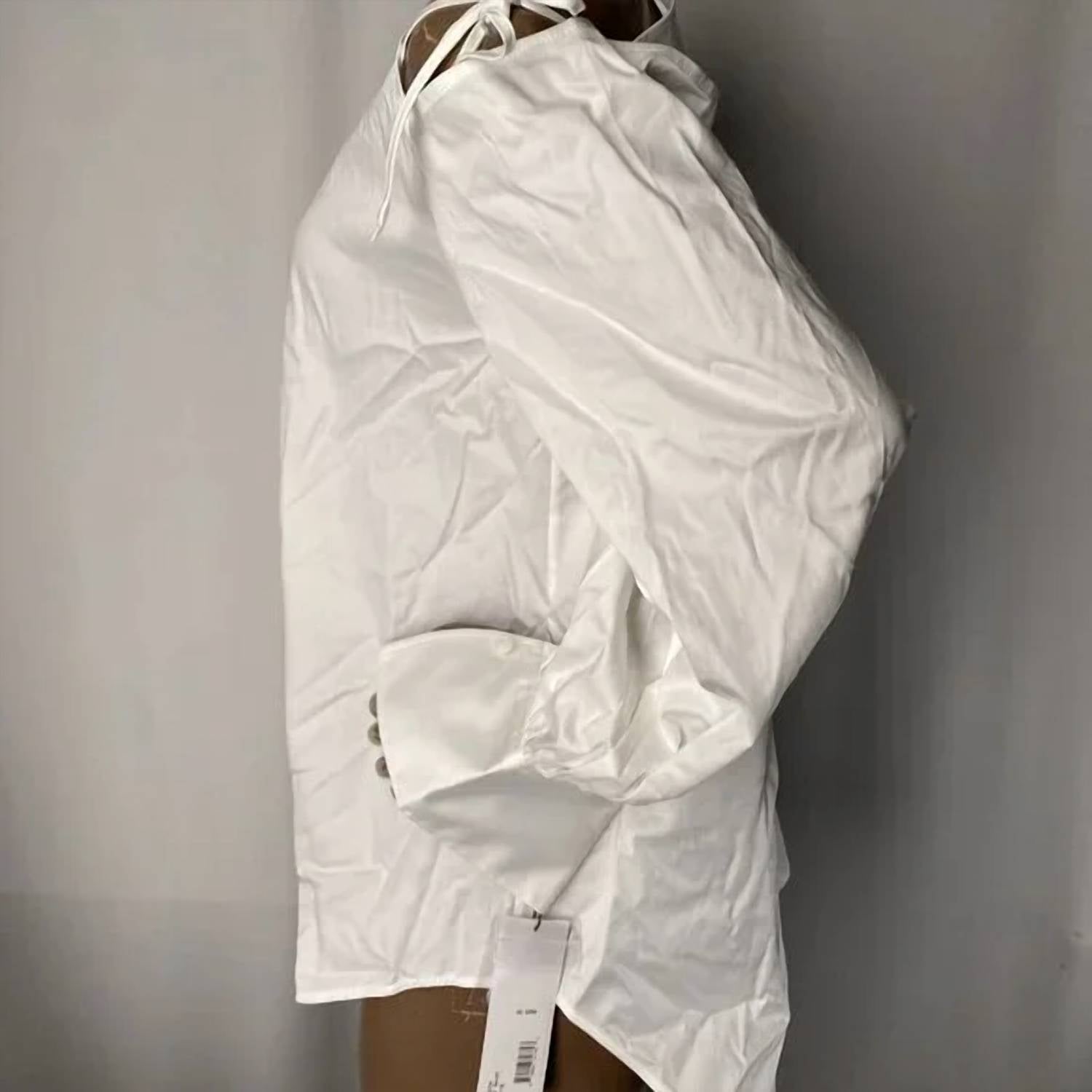 ADEAM Women’s Obi Cutout-shoulder Button-up Top in white - women's blouse - view 4