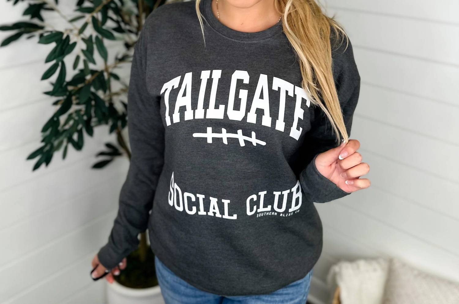 Southern Bliss - Tailgate Social Club Long Sleeve Graphic Crewneck Sweatshirt