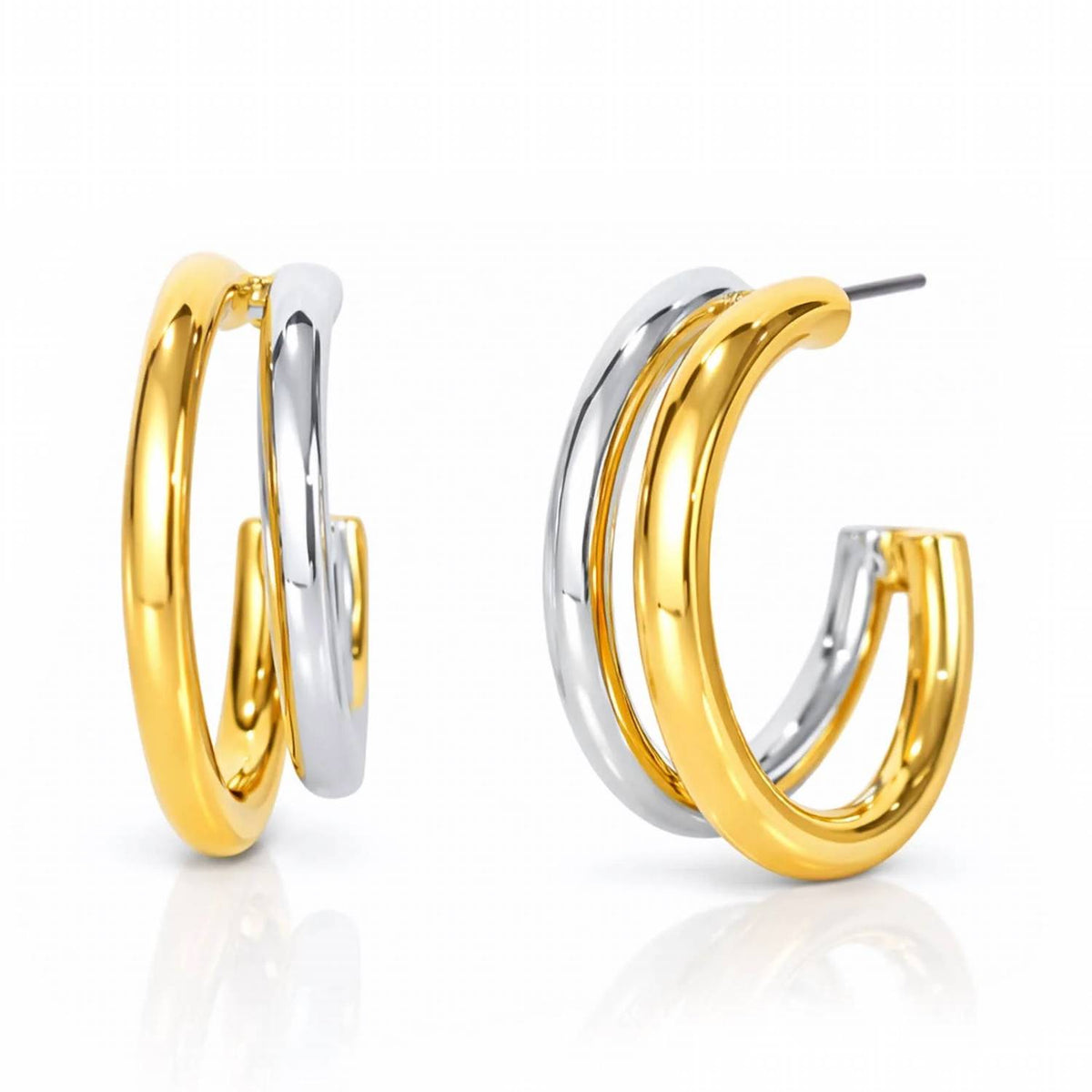 Tai Jewelry - Women's Two-tone Double Hoop