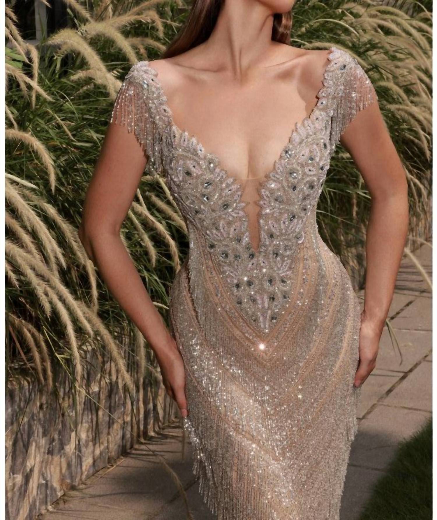 Terani Couture - Elegant Glamorous Evening Sheer Sleeveless Formal Tulle Dress