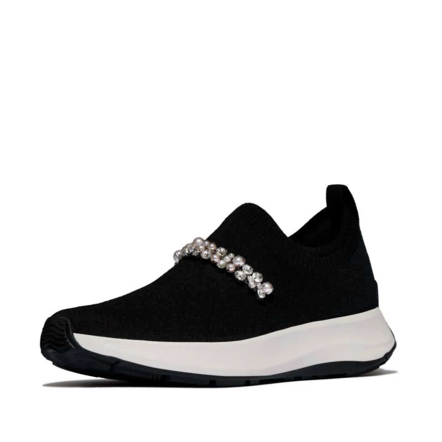 Fitflop - Women's Flow Pearls & Crystals Knit Slip-on Sneakers
