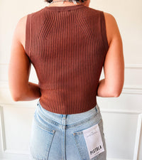 Current Air - Coffeehouse Ribbed Button Tank Top