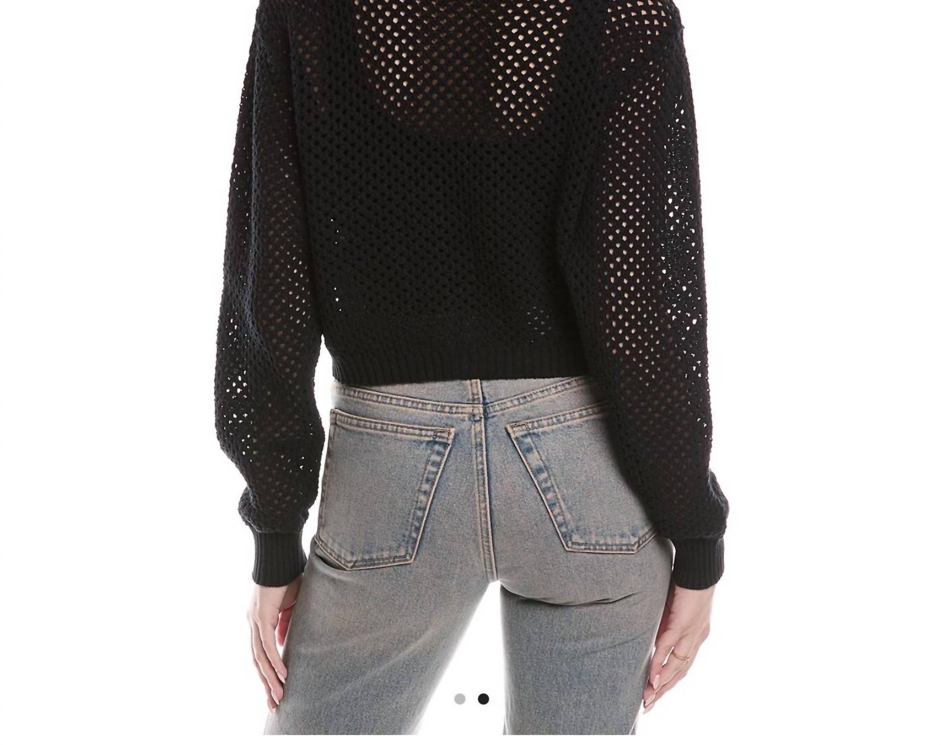 Re/Done - Crochet Mesh Polo Caridgan Top