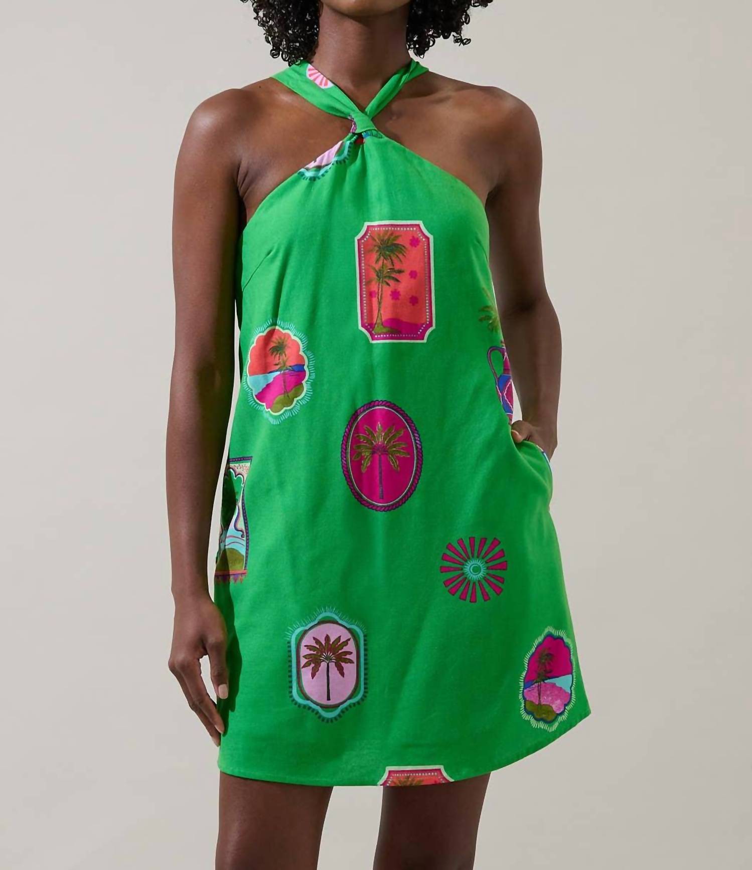 Sugarlips - Tropical Postcard Halter Mini Dress