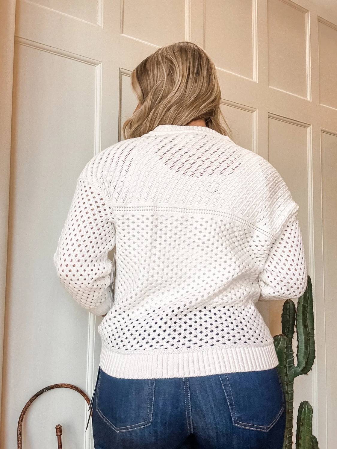 Tribal - 3/4 Sleeve Open Stitch Sweater