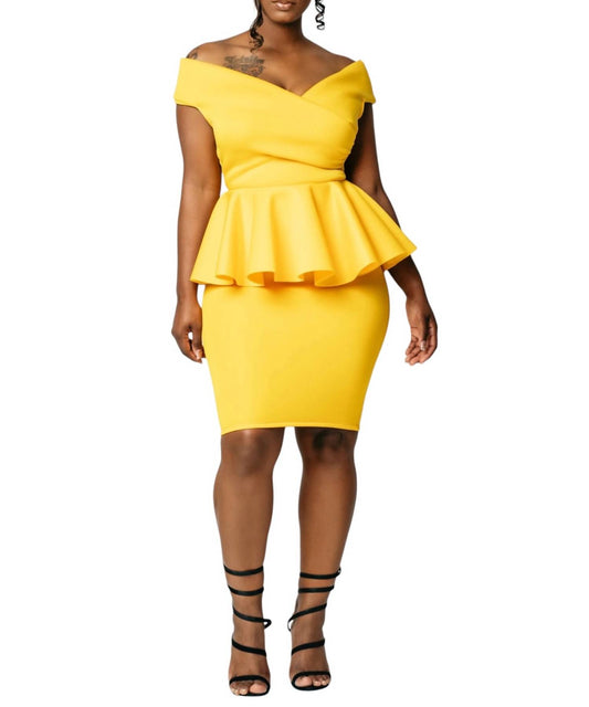 Vavavoom - OFF THE SHOULDER PEPLUM DRESS