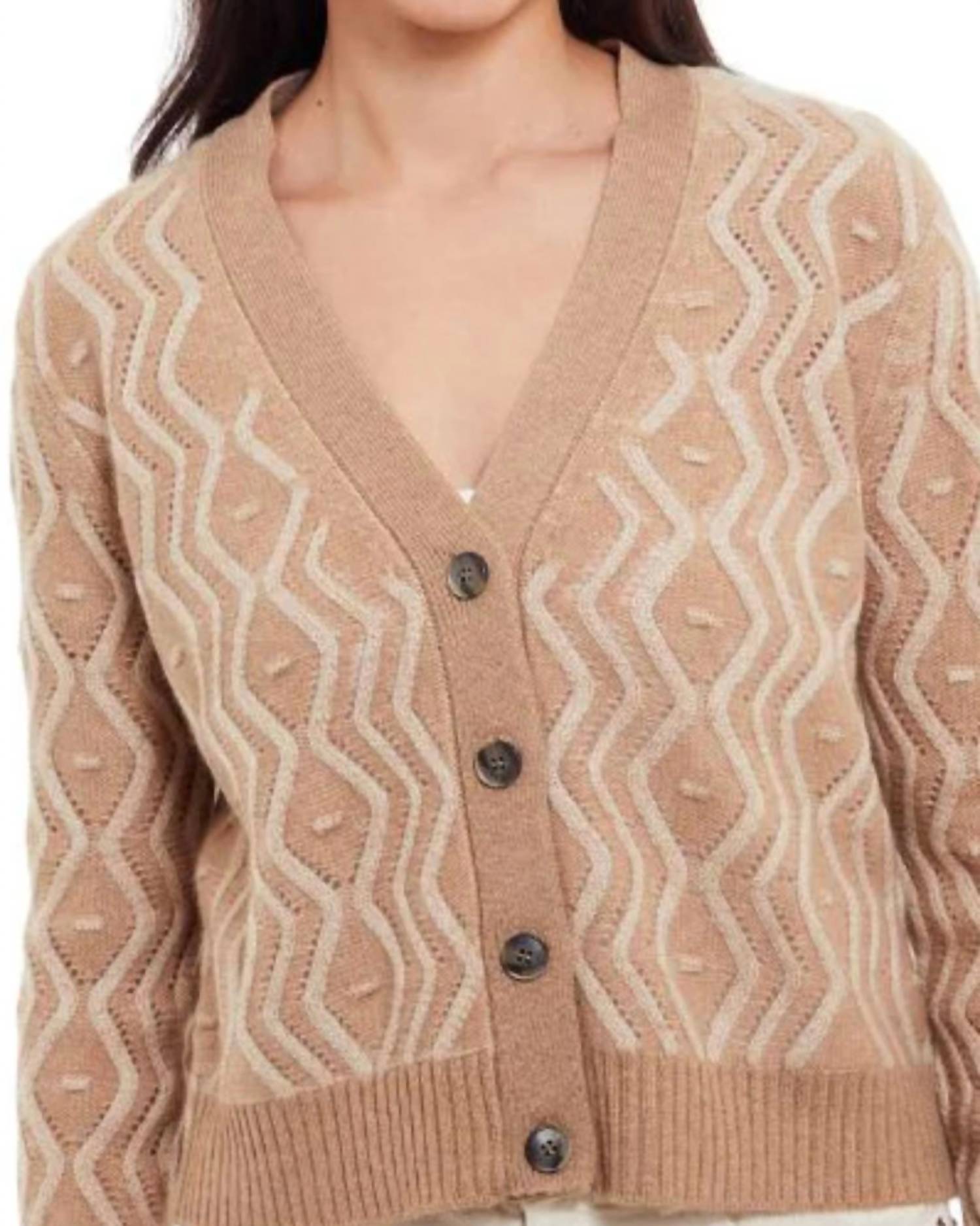 Kinross - Maeve Cable V-neck Cardigan