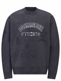 DOMREBEL Semester Embroidery Pullover Cotton Sweatshirt in old black - men's shirt - view 5