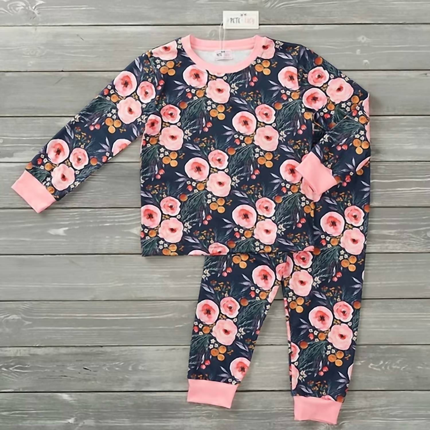 Pete + Lucy - Girls Botanical Blush Loungewear Set