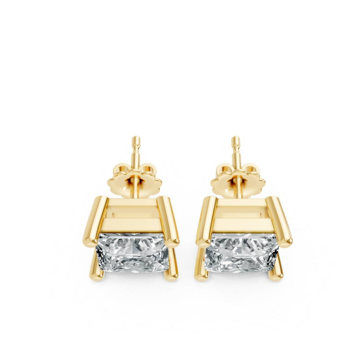 Aamiaa - Women's Princess Shape 4 Prong Push Back Studs